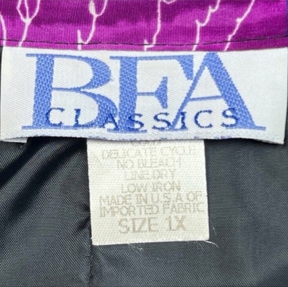 BFA Classics Single Button Blazer Jacket, Purple Patchwork Floral, Size 1X - Picture 3 of 10
